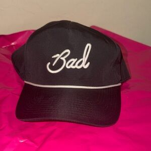 Bad Birdie SnapBack Hat Cap Script Bad Spellout Rope Trucker Golf Black